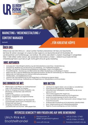Marketing Mediengestaltung Stellenausschreibung 01 2026